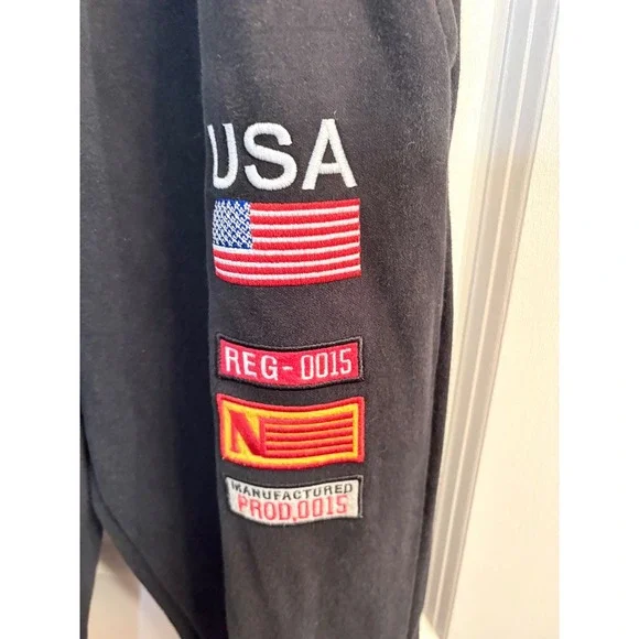 Hudson Outerwear NASA Jogger Sweatpants Mens Medium Black Orange Patches USA - Picture 6 of 11